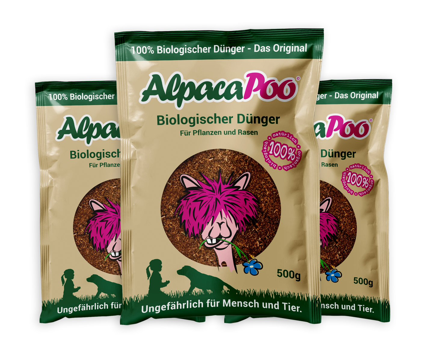 Unser Alpaka-Dünger im praktischen 500g Beutel